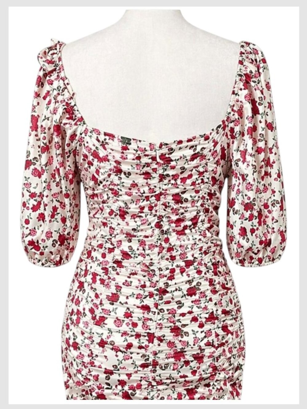For Love & Lemons White Floral Ruched Mini Dress Sweetheart S - Picture 6 of 12
